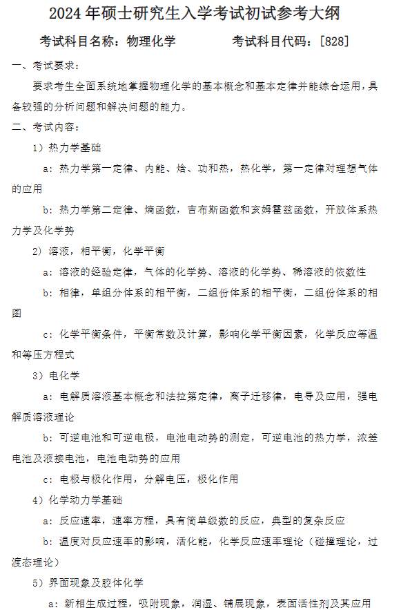 哈尔滨工业大学化工与化学学院2024年硕士招生简章和初试参考大纲