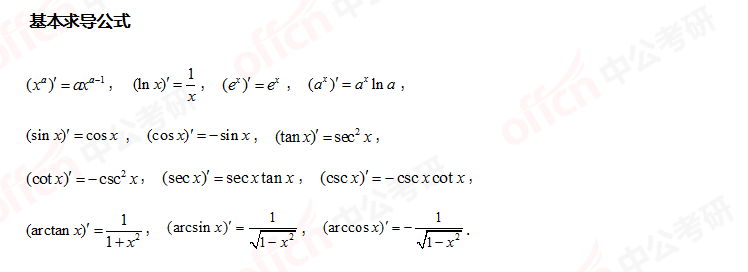 2022考研高数 一元函数 求导公式